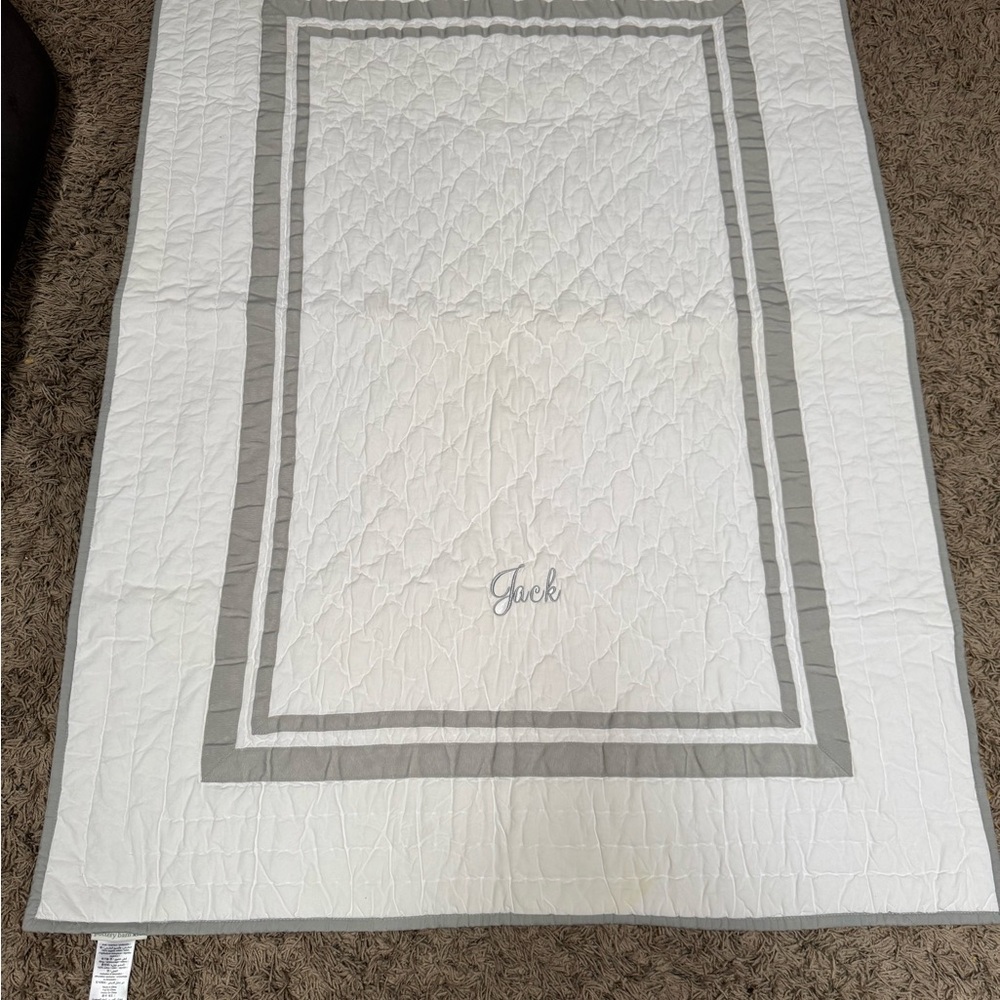 Pottery Barn Kids Gray and White Quilted Bedding